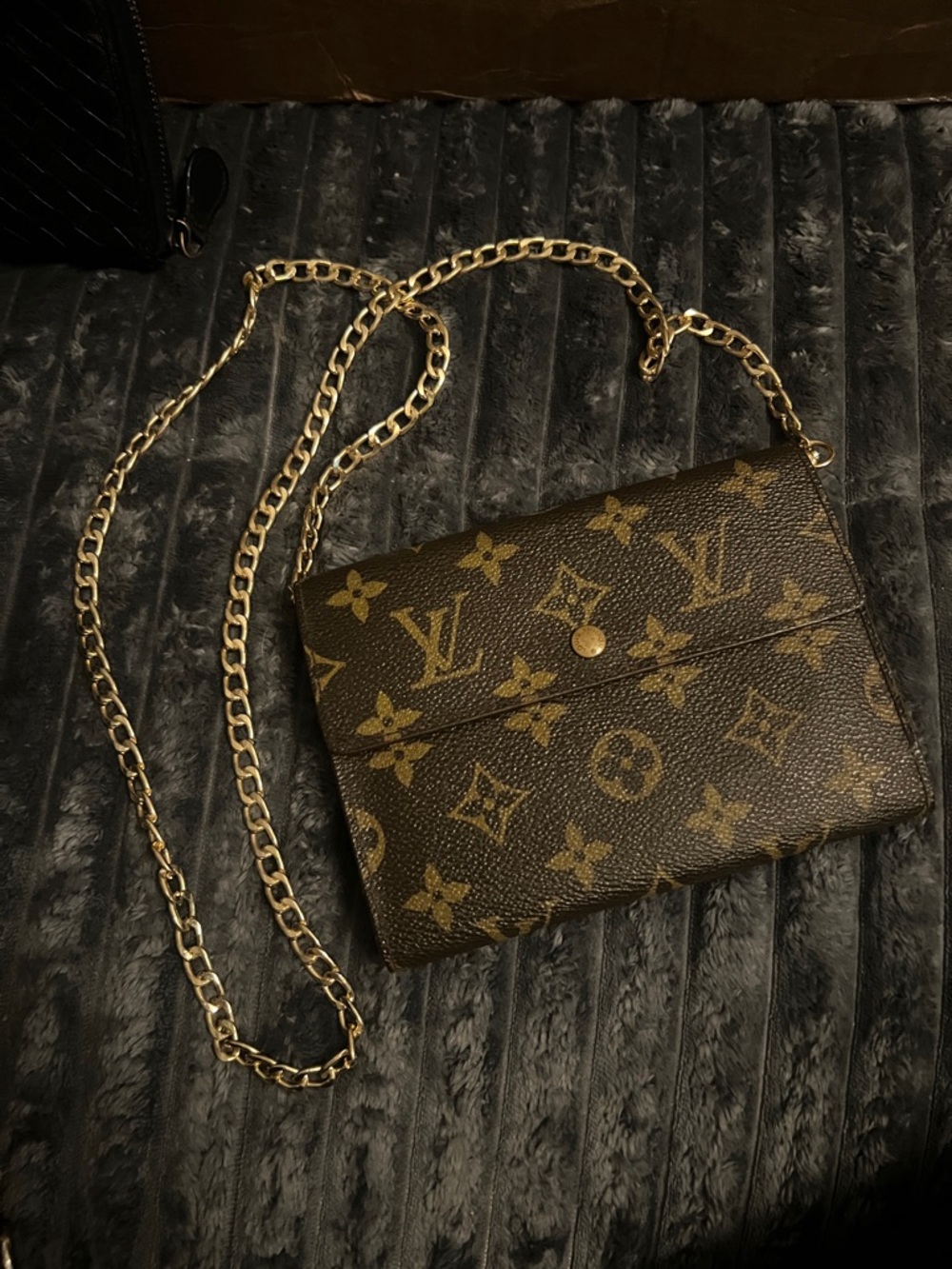 Louis Vuitton Brown Monogram Crossbody with Gold Chain